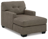 Mahoney Chocolate Chenille Chaise - Ella Furniture