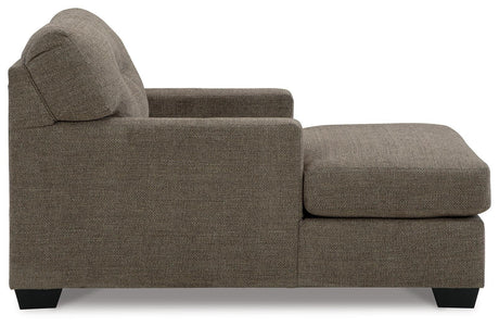 Mahoney Chocolate Chenille Chaise - Ella Furniture