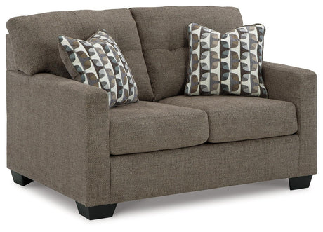 Mahoney Chocolate Chenille Loveseat - Ella Furniture