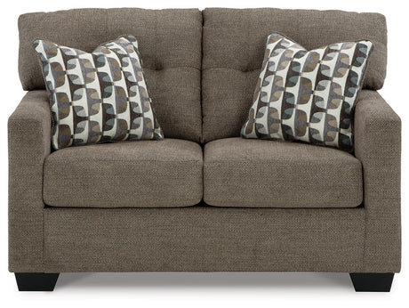 Mahoney Chocolate Chenille Loveseat - Ella Furniture