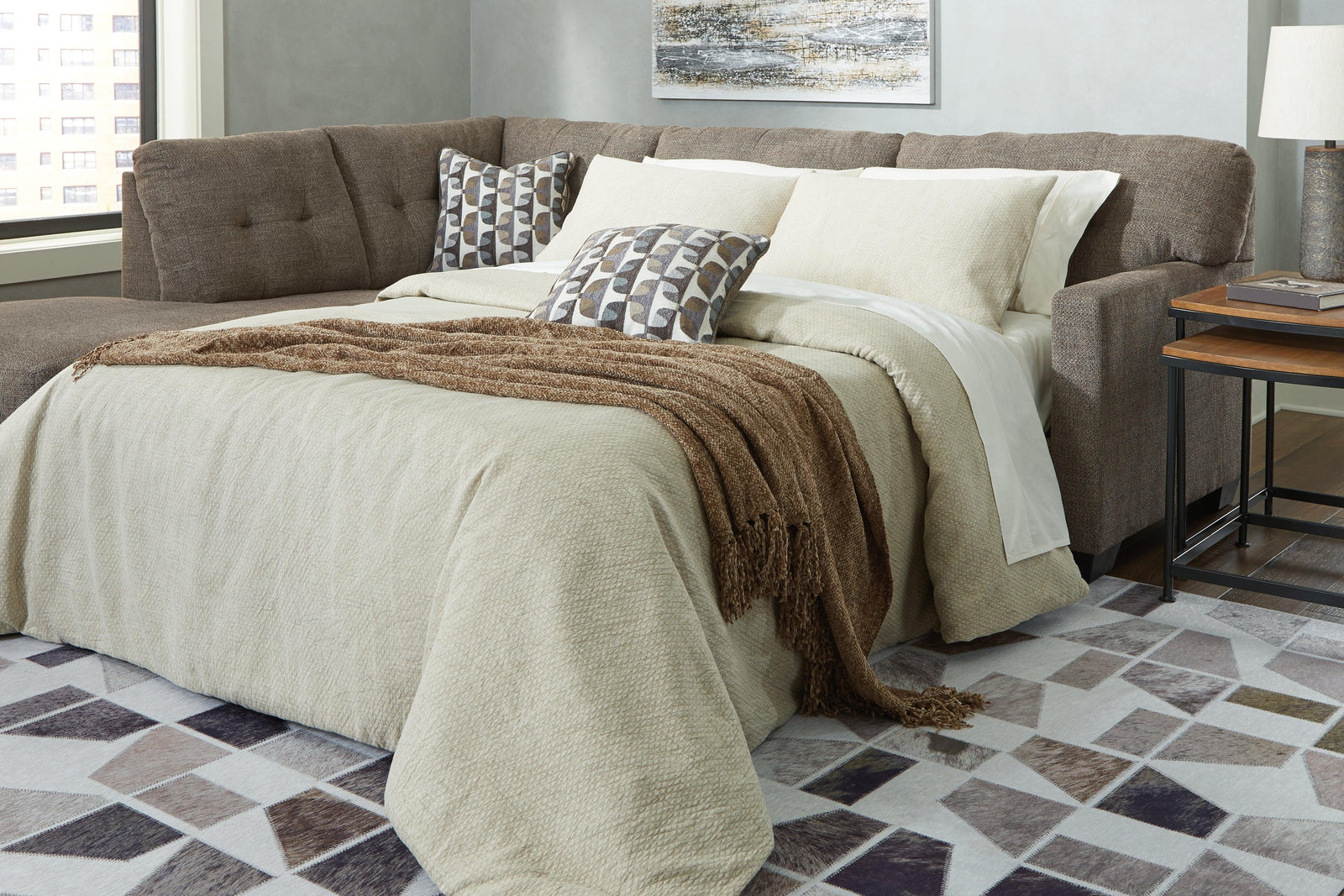 Mahoney Chocolate 2-Piece Sleeper Sectional With Chaise 31005S3 - Ella Furniture