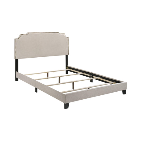 Tamarac Upholstered Nailhead Full Bed Beige - Ella Furniture