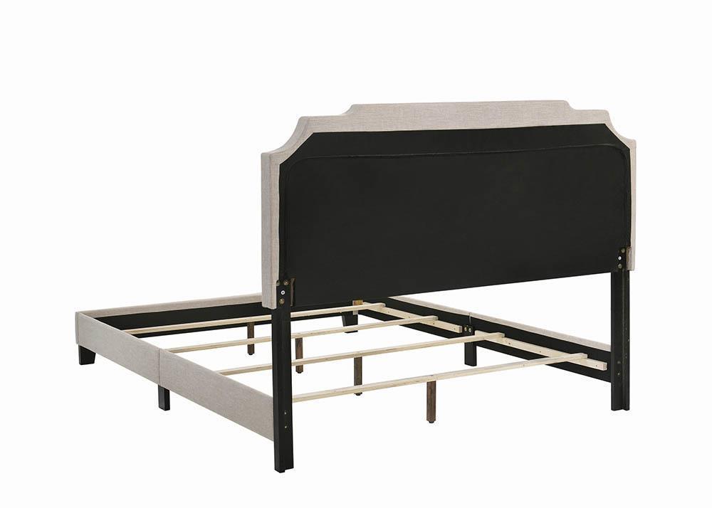 Tamarac Upholstered Nailhead Queen Bed Beige - Ella Furniture