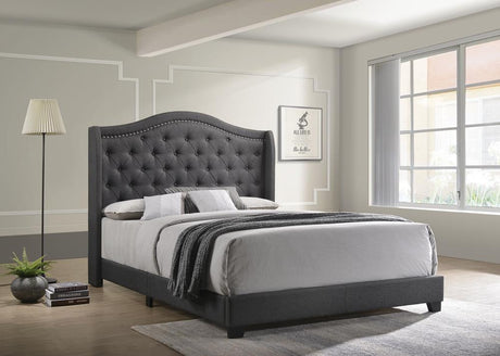 Sonoma Camel Back Queen Bed Grey - Ella Furniture
