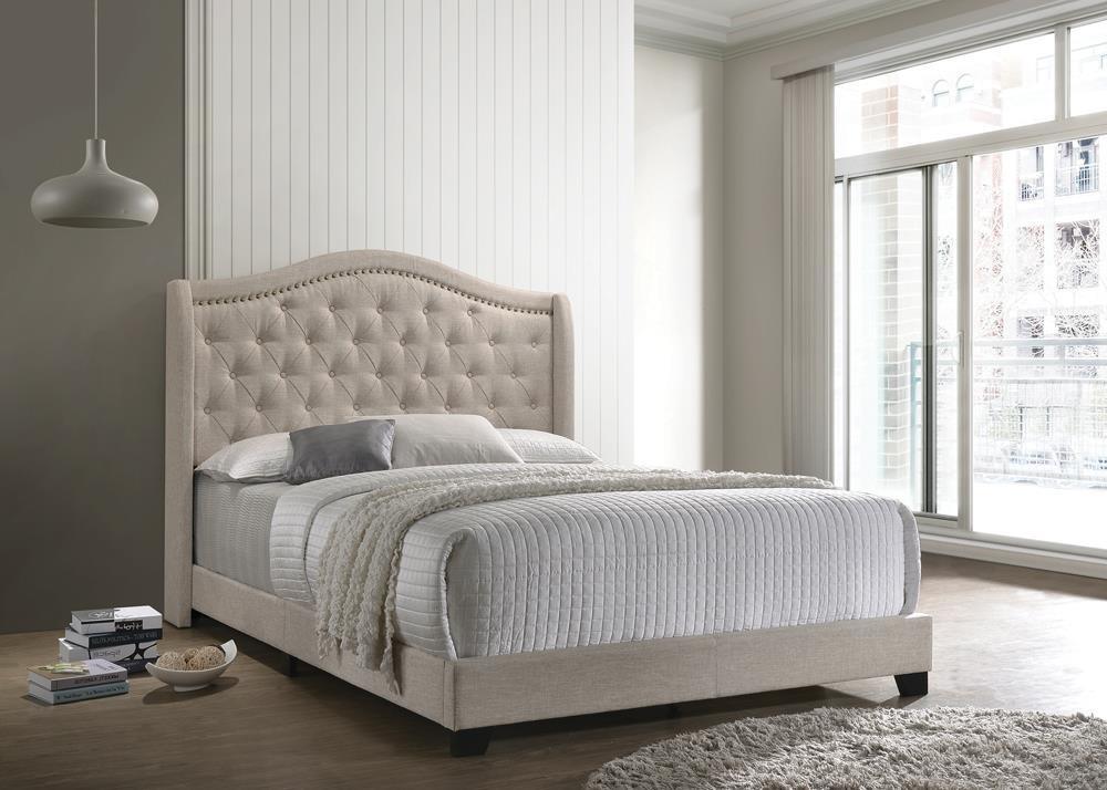 Sonoma Camel Back Queen Bed Beige - Ella Furniture