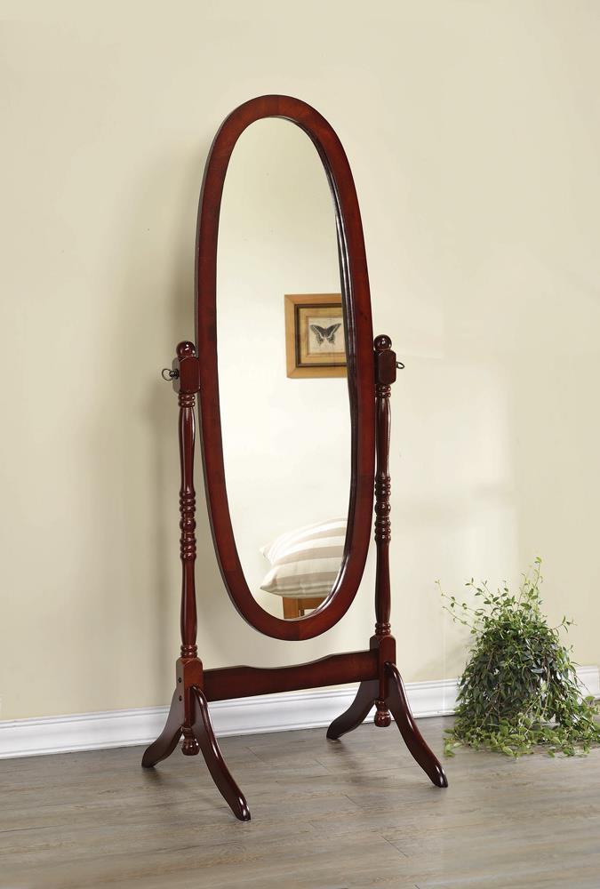 Foyet Oval Cheval Mirror Merlot - Ella Furniture