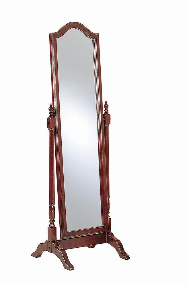 Cabot Rectangular Cheval Mirror With Arched Top Merlot - Ella Furniture