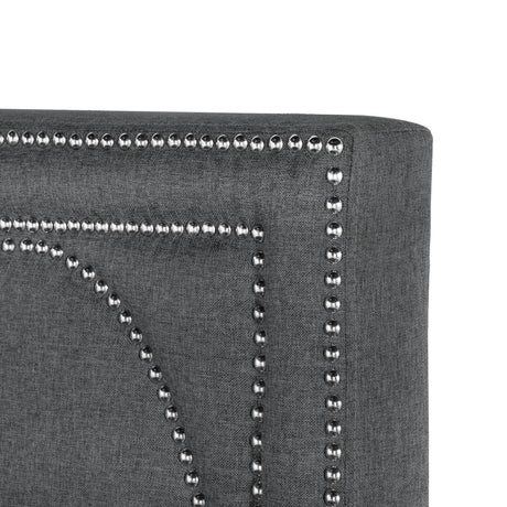 Bowfield Upholstered Bed With Nailhead Trim Charcoal - Ella Furniture