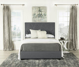 Bowfield Upholstered Bed With Nailhead Trim Charcoal - Ella Furniture
