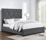 Bowfield Upholstered Bed With Nailhead Trim Charcoal 315900Q - Ella Furniture