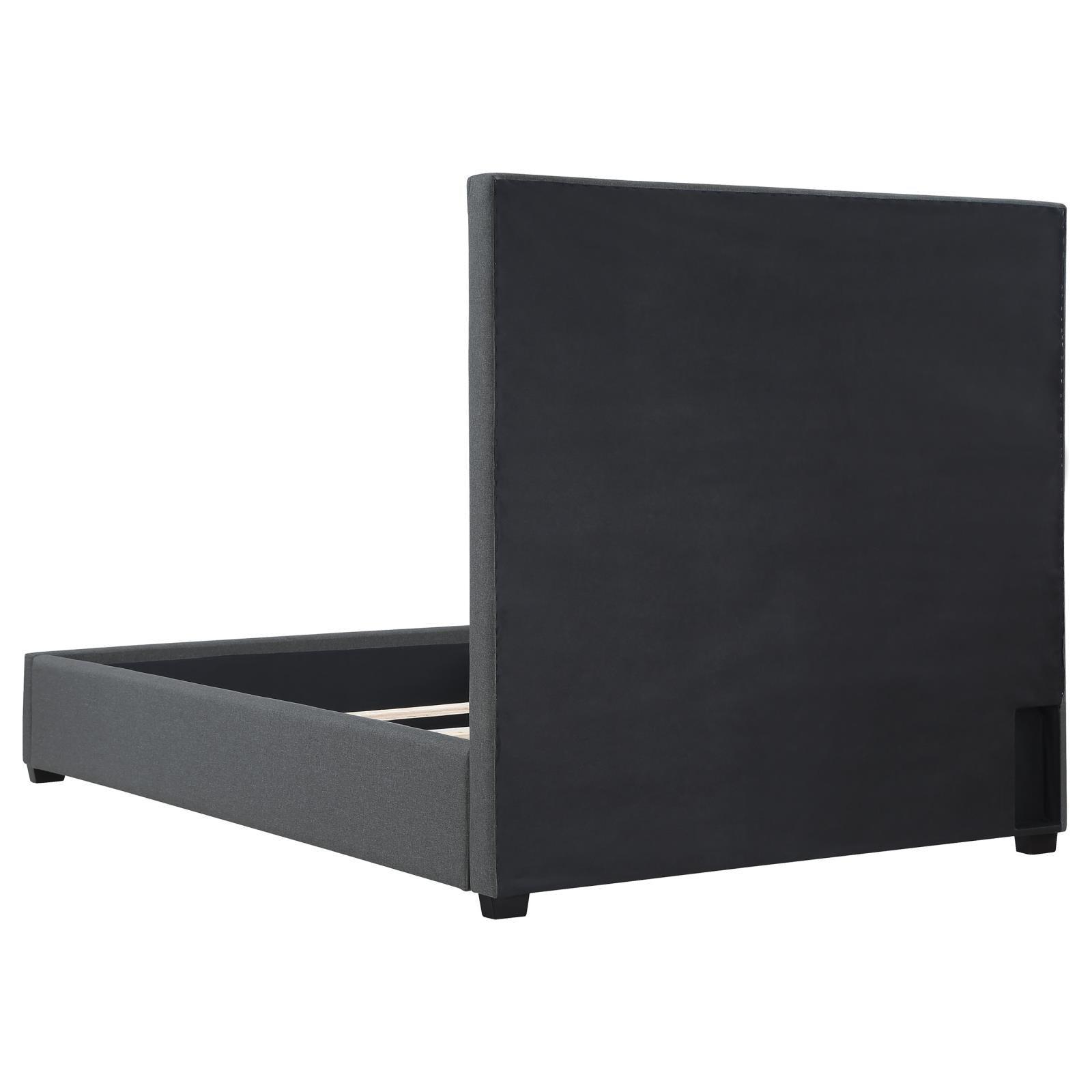 Bowfield Upholstered Bed With Nailhead Trim Charcoal 315900Q - Ella Furniture