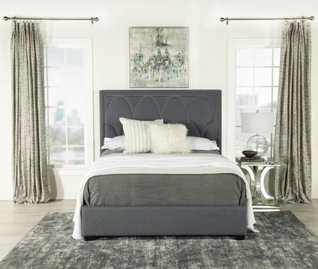Bowfield Upholstered Bed With Nailhead Trim Charcoal 315900Q - Ella Furniture