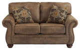 Larkinhurst Earth Faux Leather Loveseat - Ella Furniture