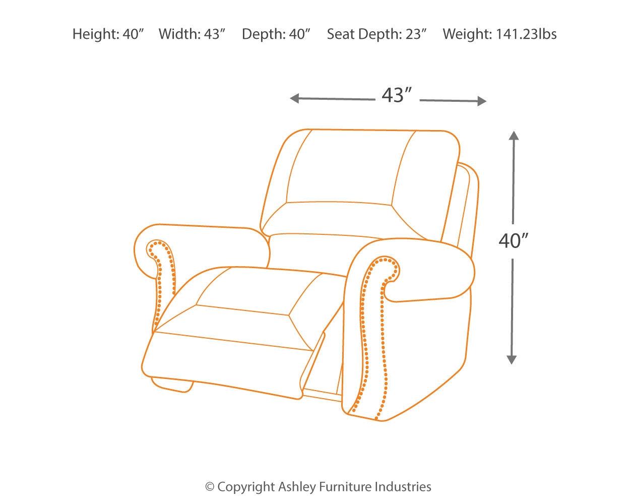 Larkinhurst Earth Faux Leather Recliner - Ella Furniture