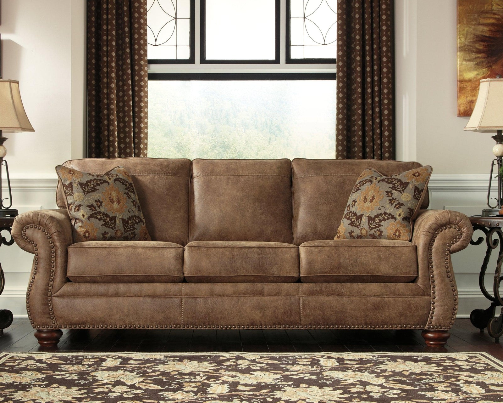 Larkinhurst Earth Faux Leather Queen Sofa Sleeper - Ella Furniture