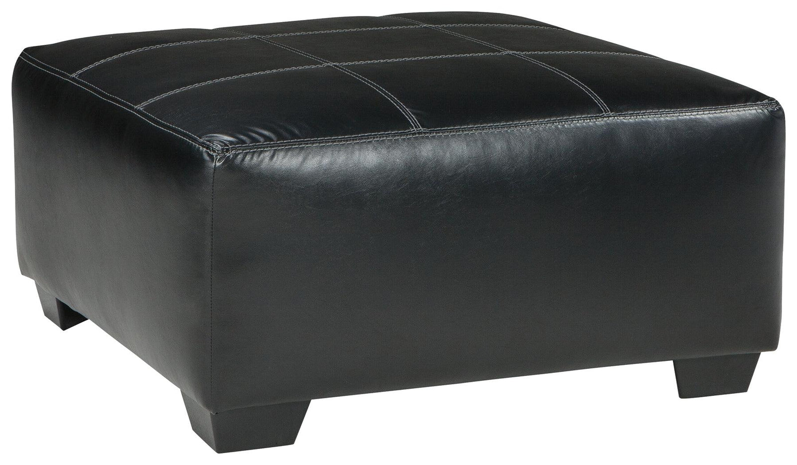 Kumasi Smoke Faux Leather Oversized Accent Ottoman - Ella Furniture