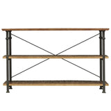 Factory Burnished Rustic Modern Solid Wood And Metal Sofa Table/TV Stand - Ella Furniture