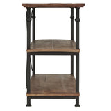 Factory Burnished Rustic Modern Solid Wood And Metal Sofa Table/TV Stand - Ella Furniture