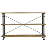 Factory Burnished Rustic Modern Solid Wood And Metal Sofa Table/TV Stand - Ella Furniture