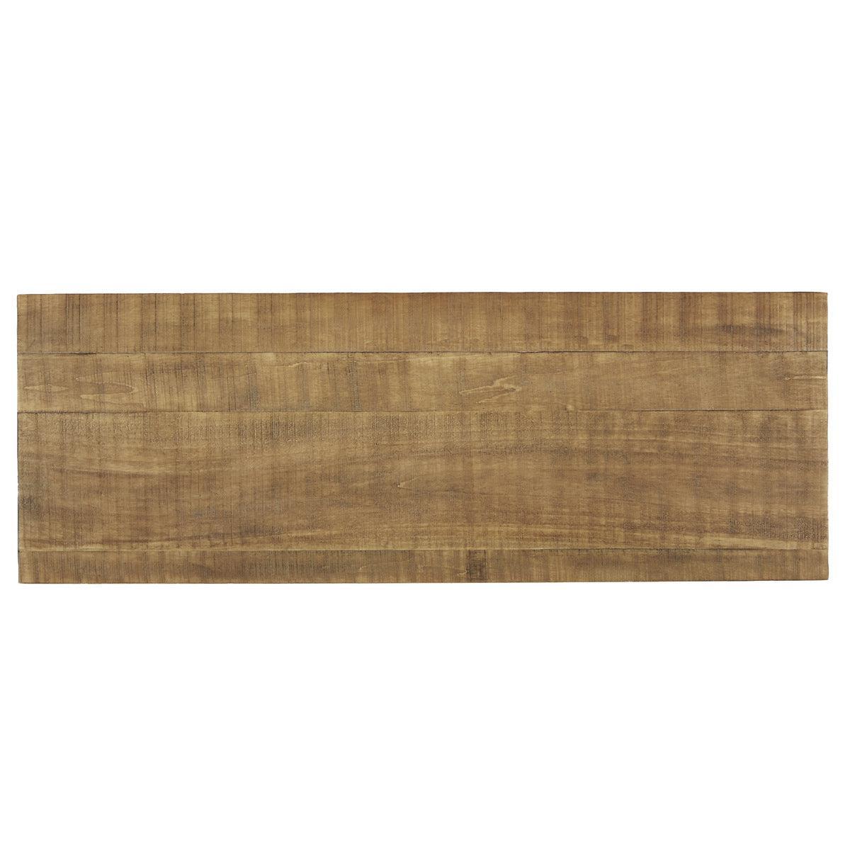 Factory Burnished Rustic Modern Solid Wood And Metal Sofa Table/TV Stand - Ella Furniture