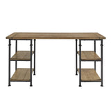 Factory Rustic Poplar And Rustic Black Metal Modern Solid Wood And Metal Writing Desk - Ella Furniture
