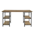 Factory Rustic Poplar Finish And Rustic Black Metal Finish Writing Desk - Ella Furniture