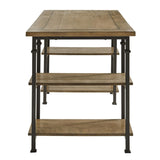 Factory Rustic Poplar Finish And Rustic Black Metal Finish Solid Wood And Metal Writing Desk - Ella Furniture