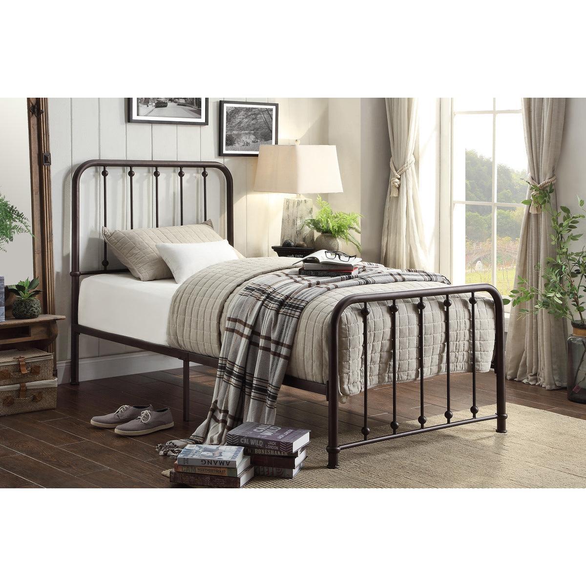 Larkspur Dark Bronze Modern Traditional Metal Frame Youth Twin Platform Bed - Ella Furniture