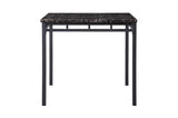 Olney Black Transitional Metal Faux Leather Seat And Faux Marble Top Square Dining Room Set - Ella Furniture