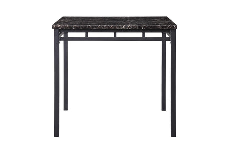 Olney Black Transitional Metal Faux Leather Seat And Faux Marble Top Square Dining Room Set - Ella Furniture