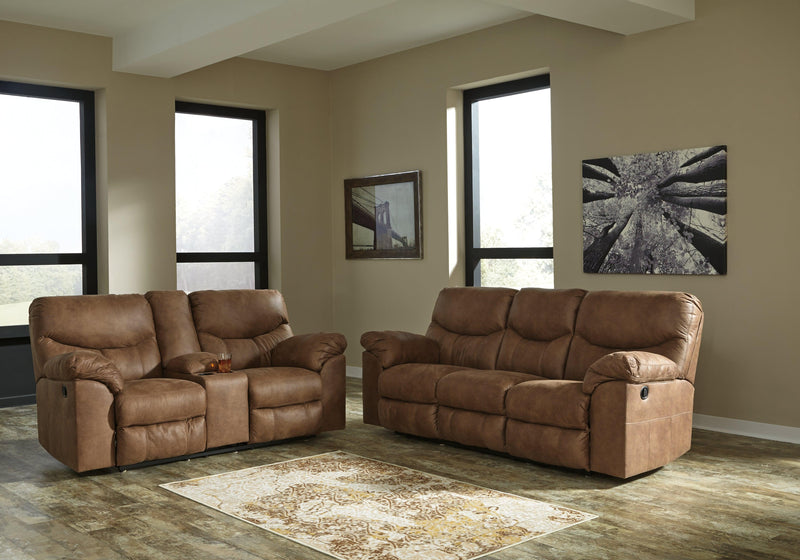 Boxberg Bark Faux Leather Reclining Loveseat With Console