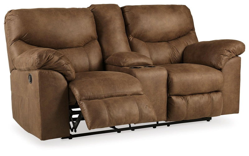 Boxberg Bark Faux Leather Reclining Loveseat With Console