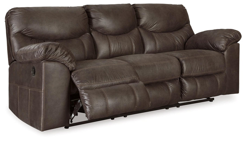 Boxberg Teak Faux Leather Reclining Sofa - Ella Furniture