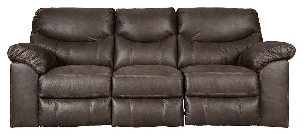 Boxberg Teak Faux Leather Reclining Sofa - Ella Furniture