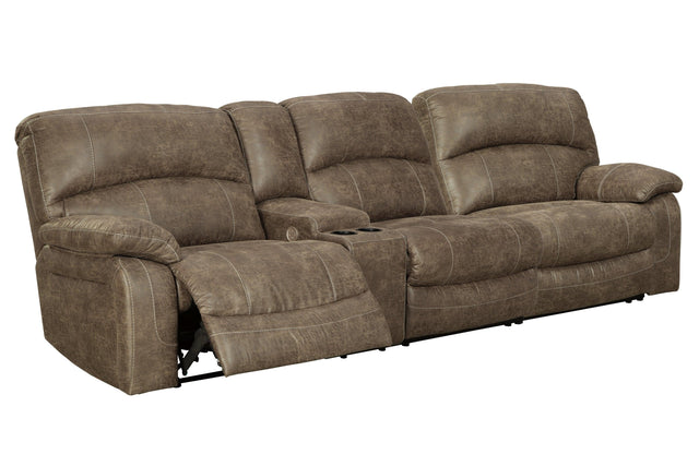 Segburg Driftwood Faux Leather 2-Piece Power Reclining Sectional - Ella Furniture