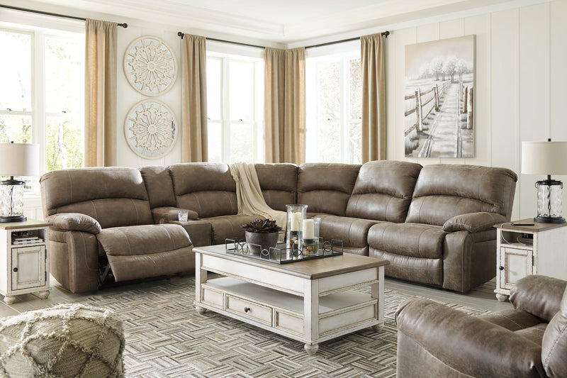 Segburg Driftwood 2-Piece Sectional With Recliner - Ella Furniture