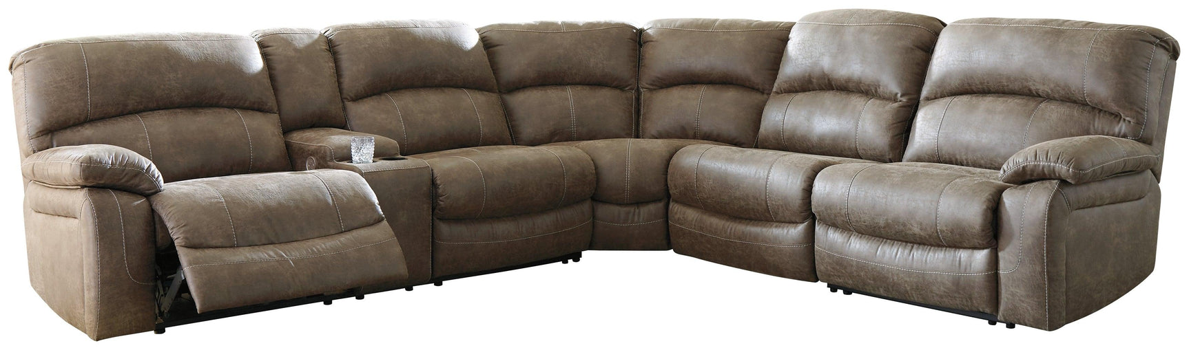 Segburg Driftwood Faux Leather 4-Piece Power Reclining Sectional - Ella Furniture