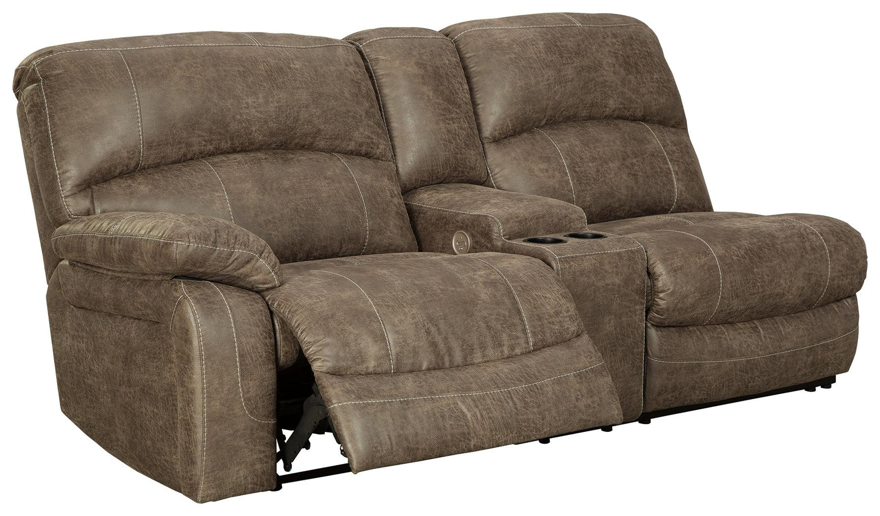 Segburg Driftwood Faux Leather 4-Piece Power Reclining Sectional - Ella Furniture