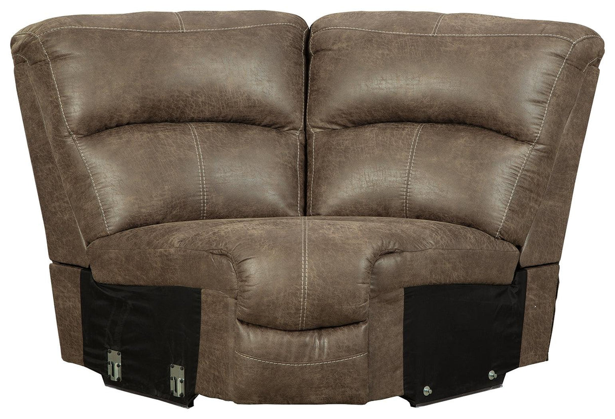 Segburg Driftwood Faux Leather 4-Piece Power Reclining Sectional - Ella Furniture