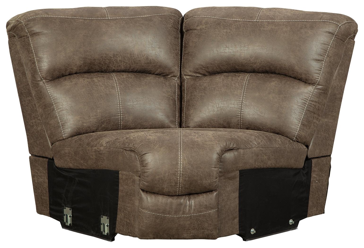 Segburg Driftwood Faux Leather 4-Piece Power Reclining Sectional - Ella Furniture