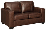 Morelos Chocolate Leather Loveseat - Ella Furniture