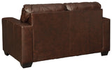 Morelos Chocolate Leather Loveseat - Ella Furniture