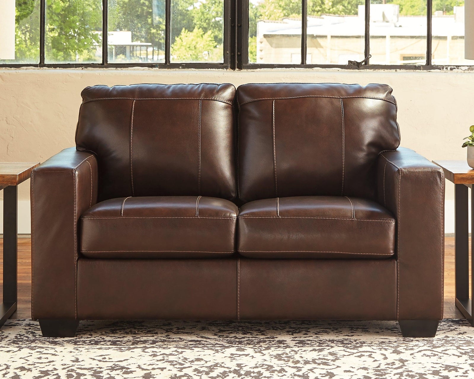 Morelos Chocolate Leather Loveseat - Ella Furniture