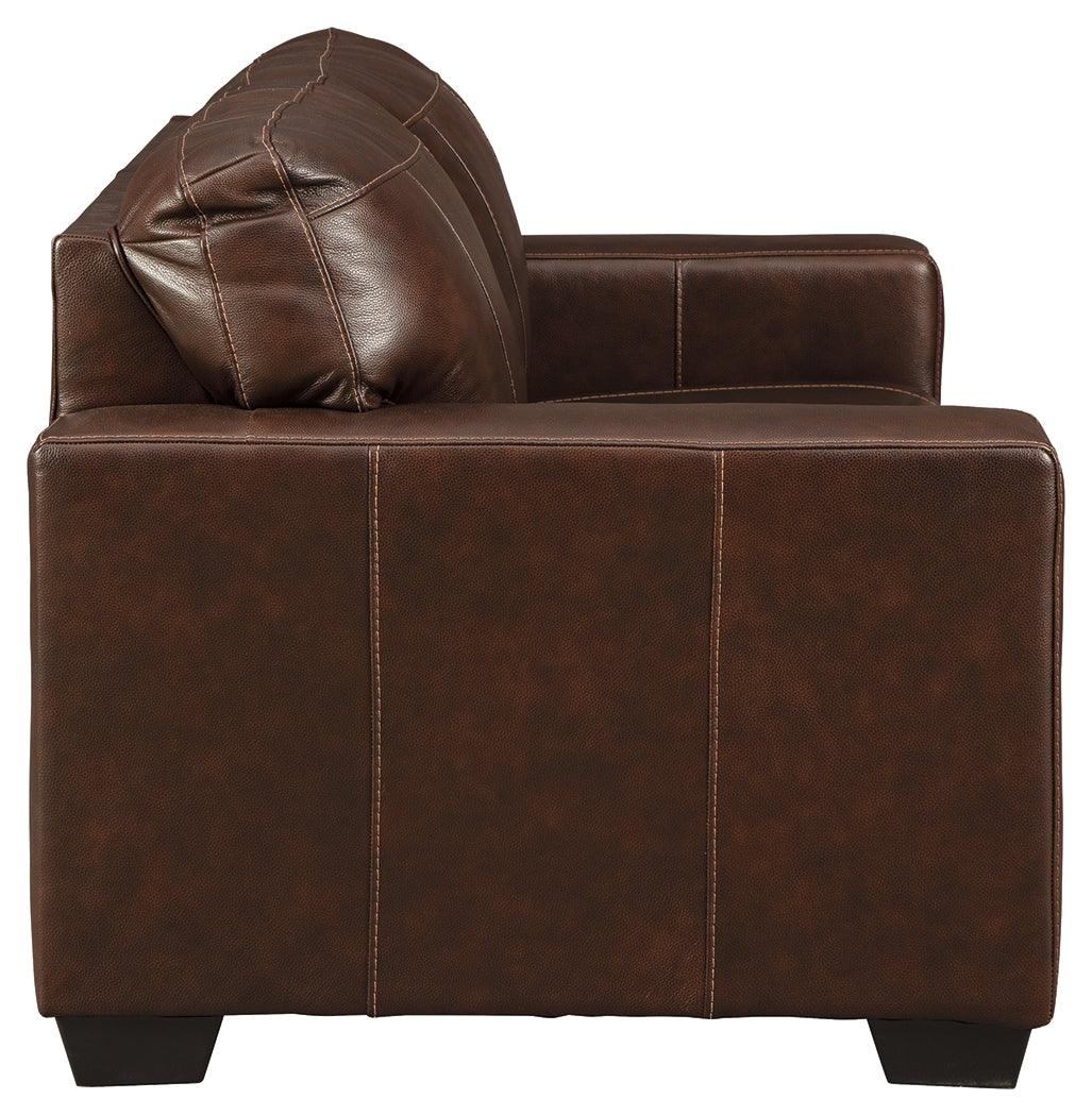 Morelos Chocolate Leather Loveseat - Ella Furniture