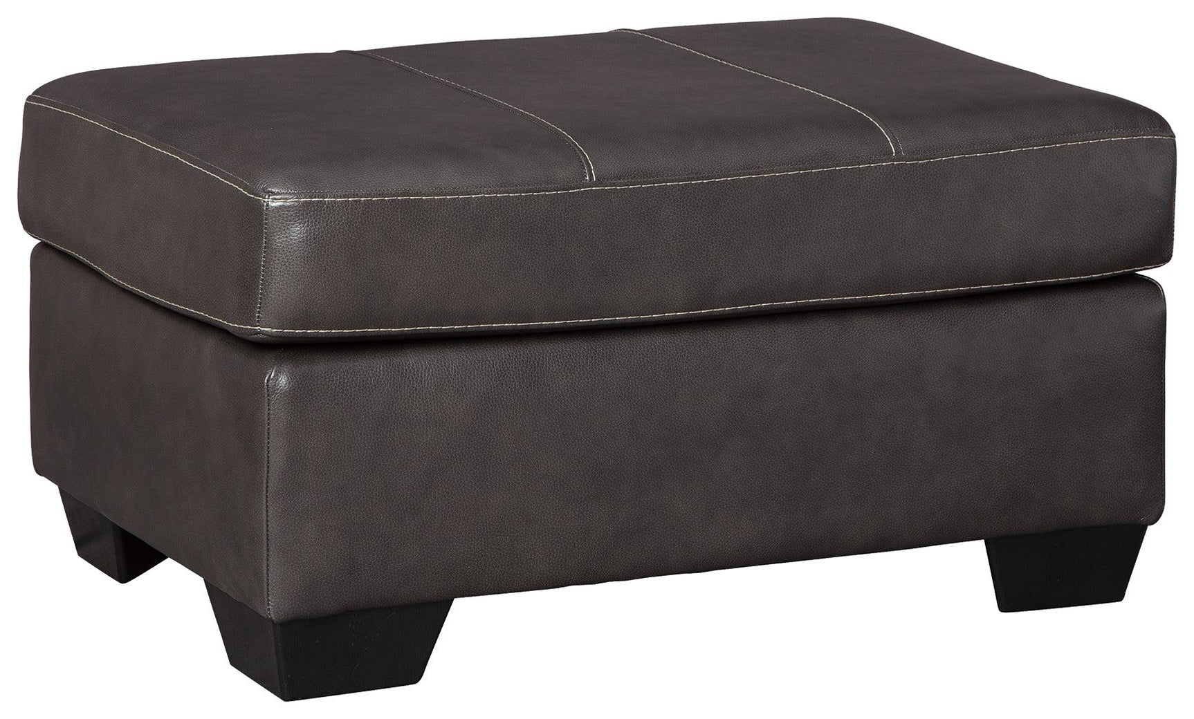 Morelos Gray Leather Ottoman - Ella Furniture