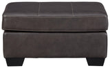 Morelos Gray Leather Ottoman - Ella Furniture