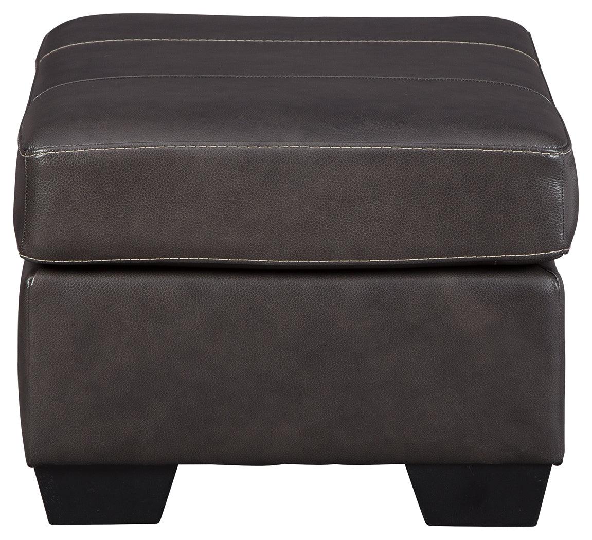 Morelos Gray Leather Ottoman - Ella Furniture