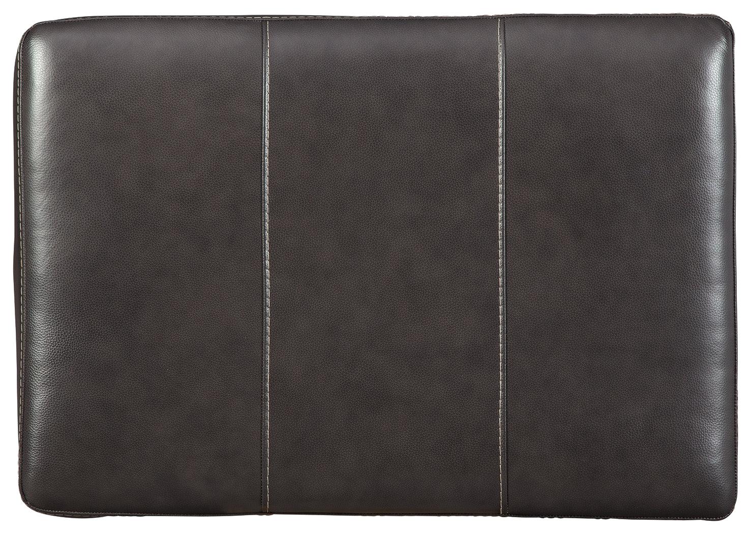 Morelos Gray Leather Ottoman - Ella Furniture