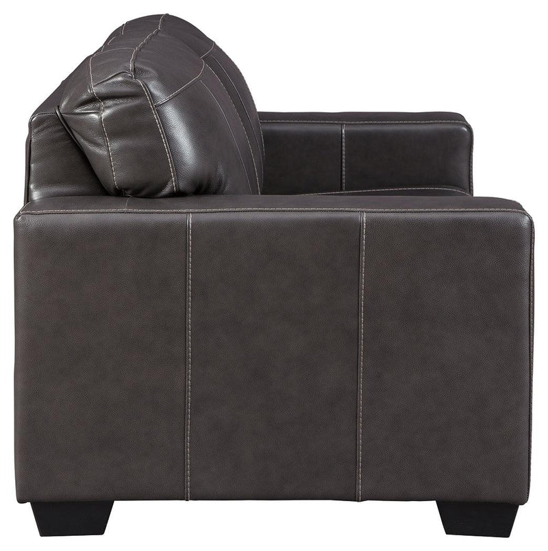 Morelos Gray Leather Loveseat - Ella Furniture