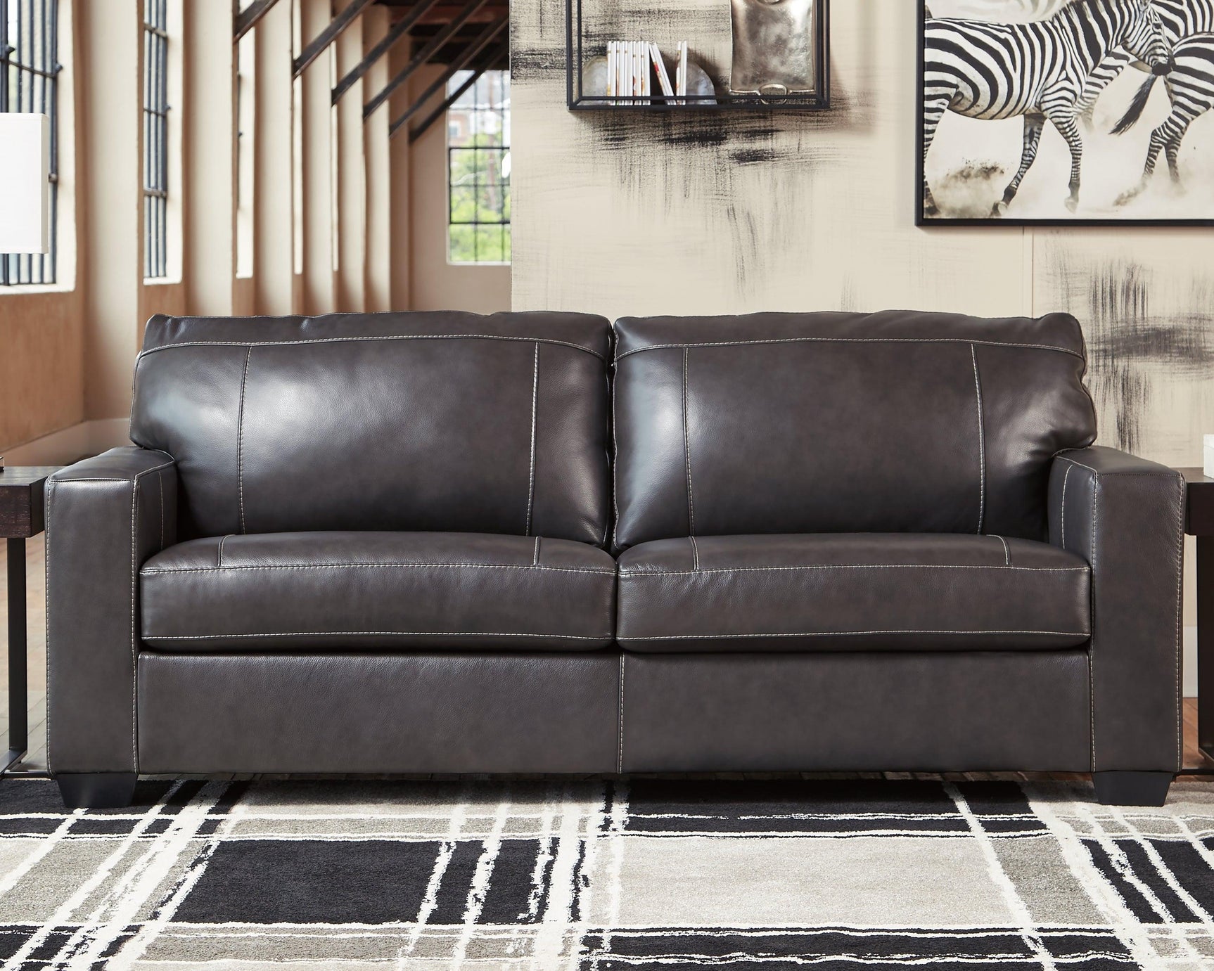 Morelos Gray Leather Queen Sofa Sleeper - Ella Furniture